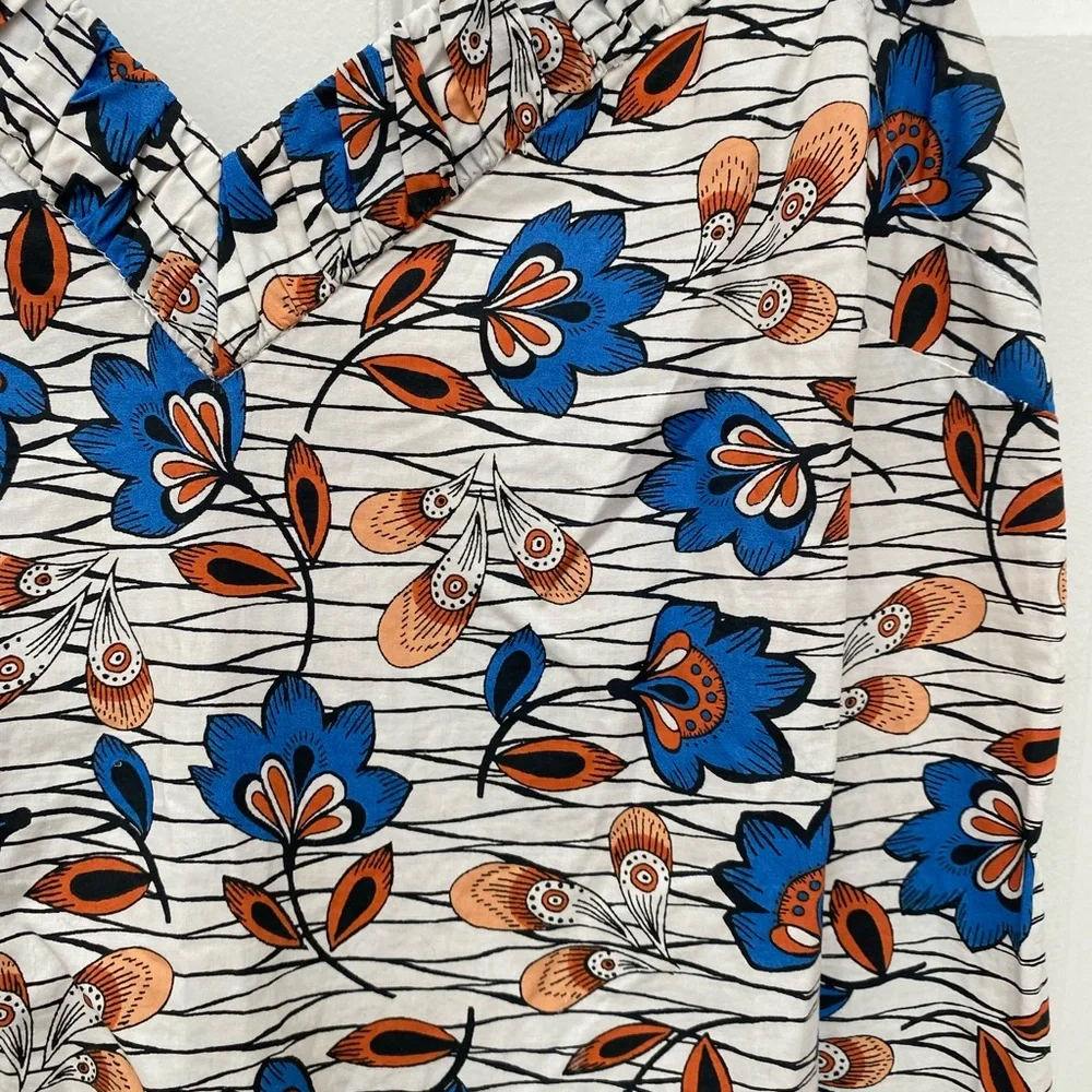 10 Crosby Derek Lam 100% Cotton Blue & Orange Spaghetti Strap Dress - Size 0